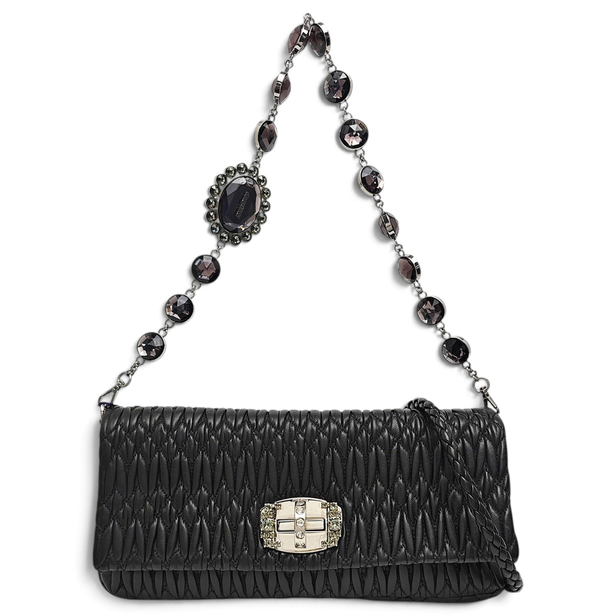 Miu Crystal leather handbag