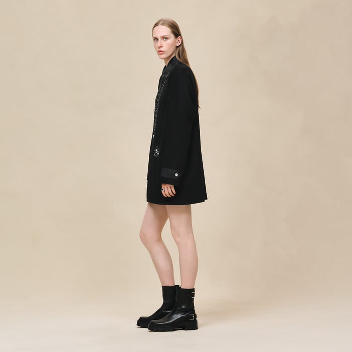 Noir Embroidered Car Coat