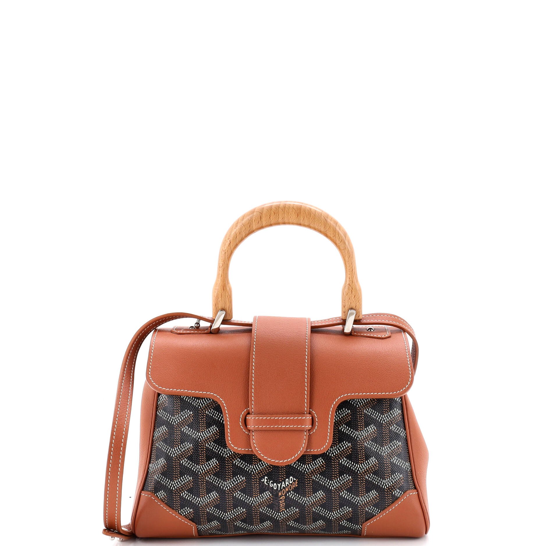 Goyard Saigon Top Handle Bag Coated Canvas with Leather Mini