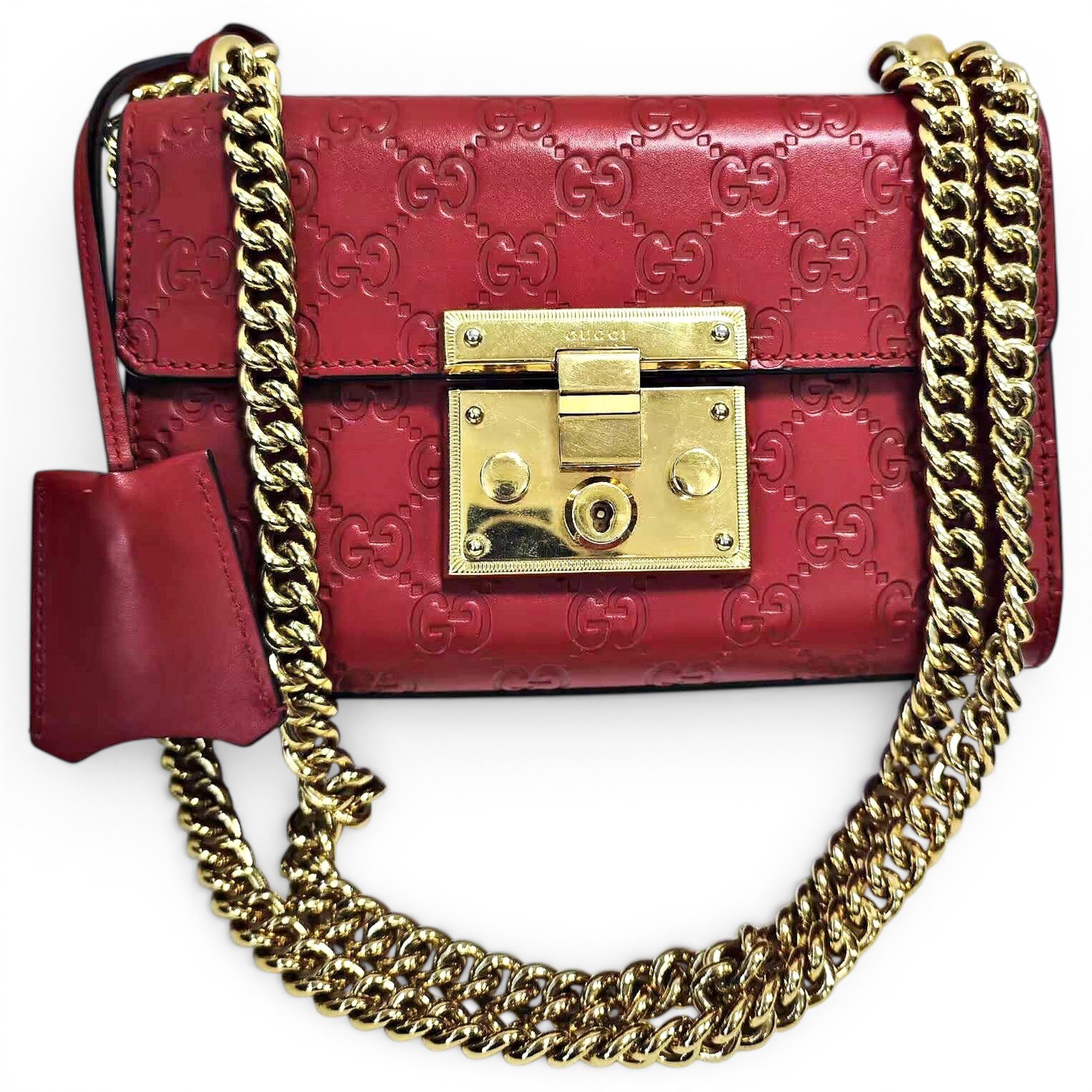 Padlock leather crossbody bag
