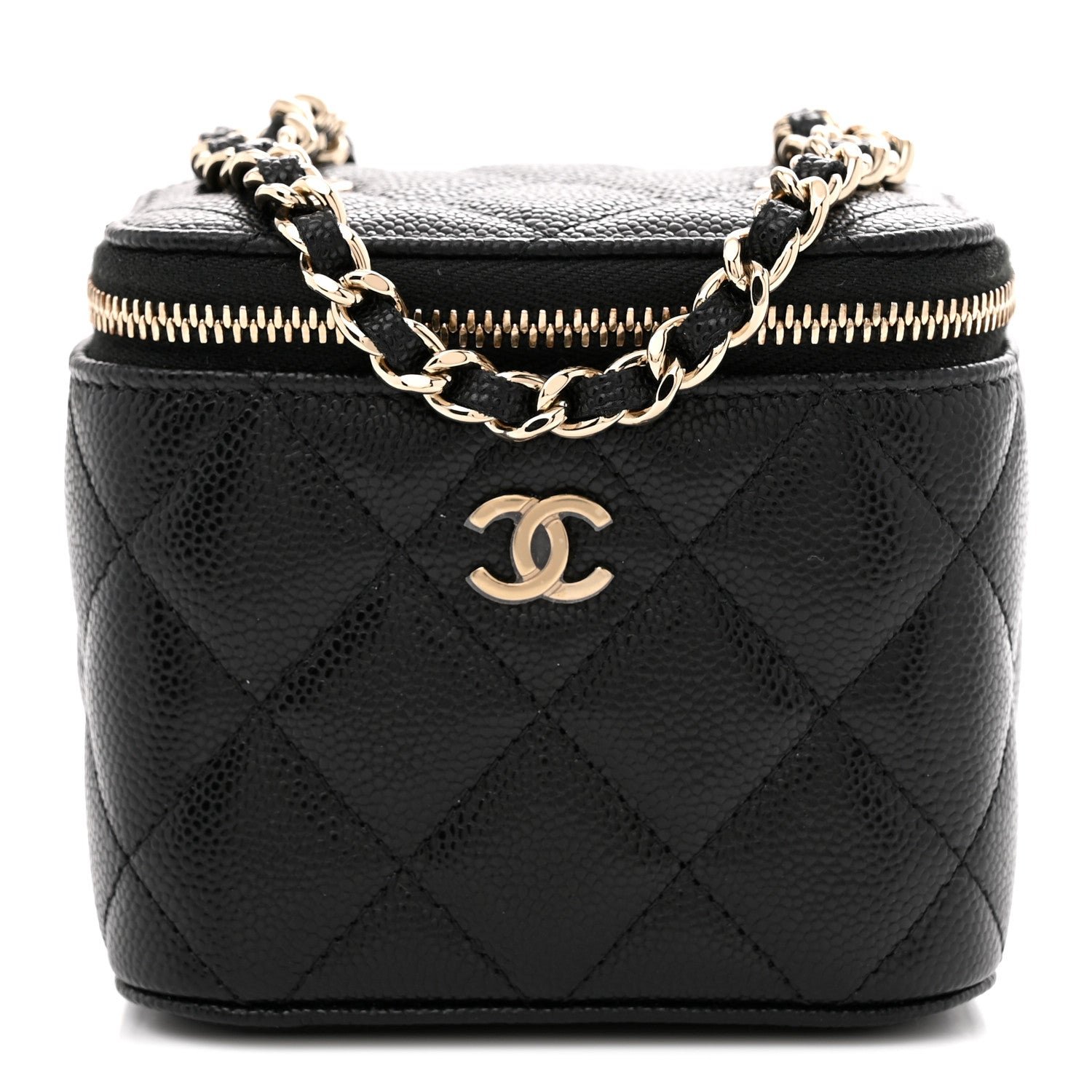 Chanel Caviar Quilted Mini Vanity Case With Chain Black