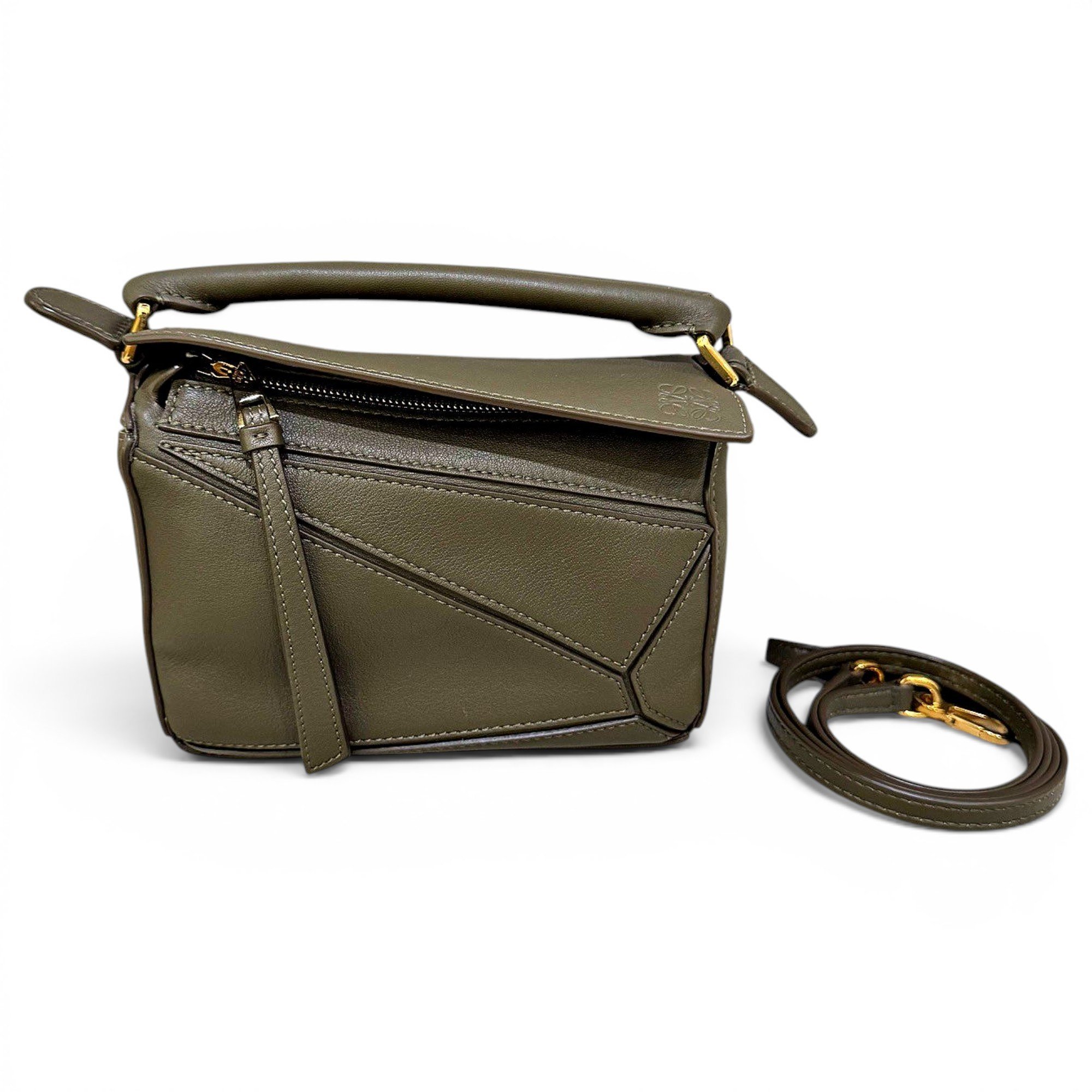 Puzzle leather handbag