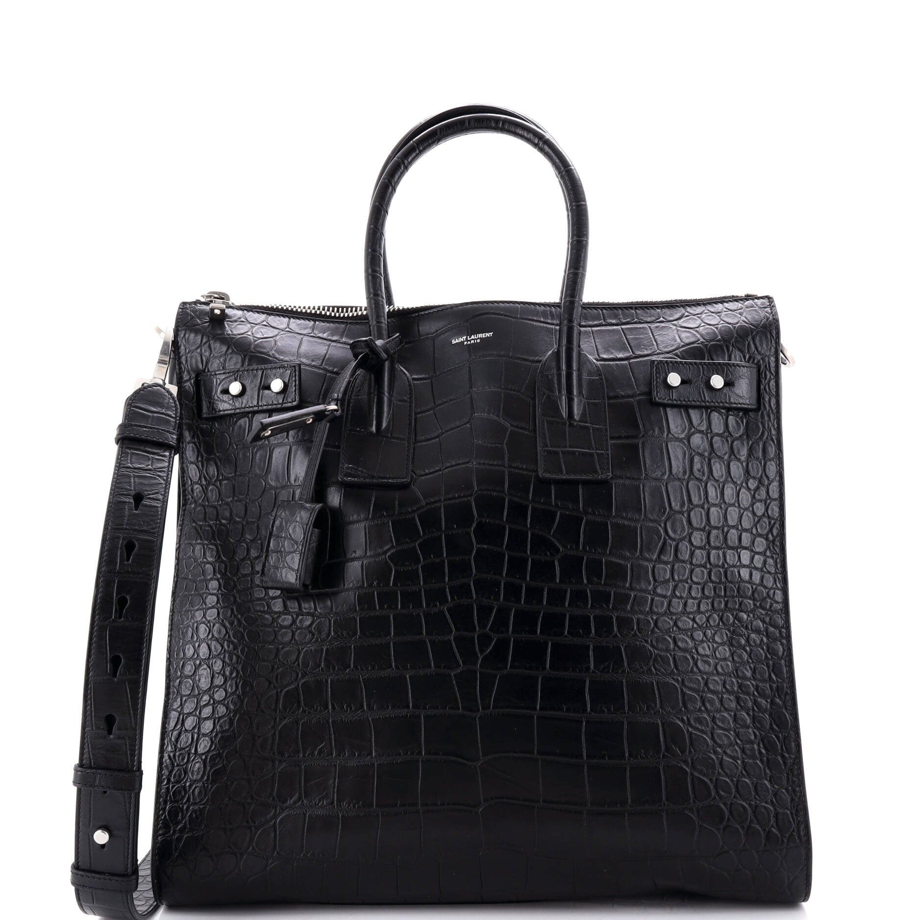 Sac de Jour Souple Zip Tote Crocodile Embossed Leather North South