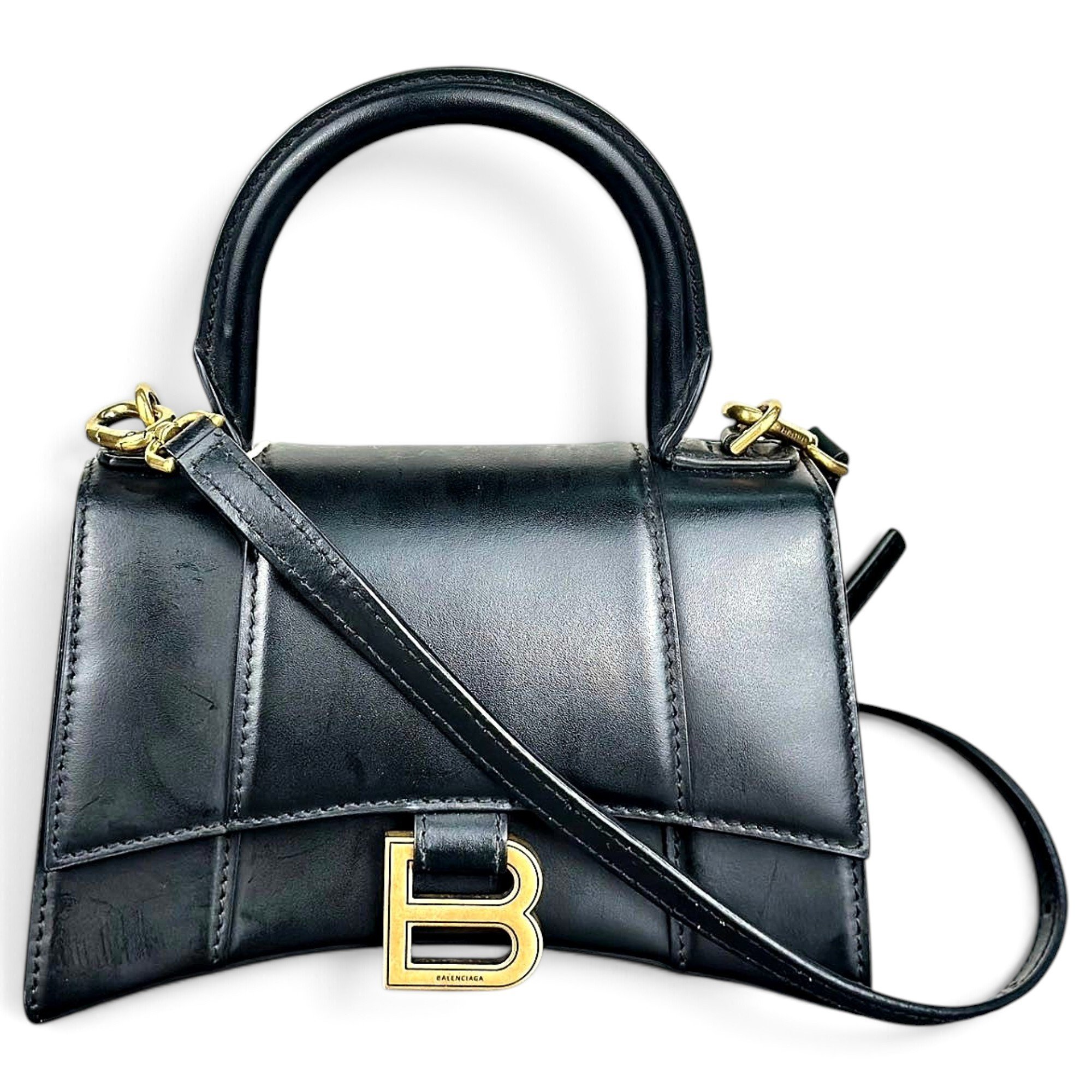 Hourglass leather handbag