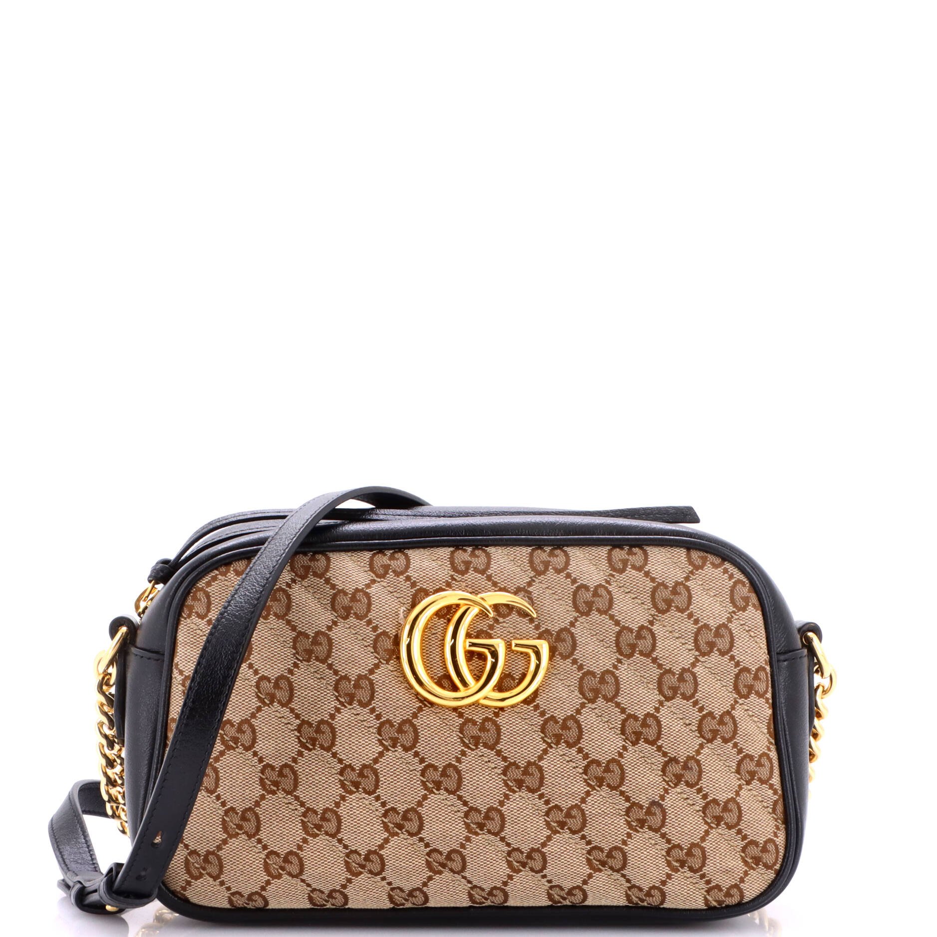 GG Marmont Shoulder Bag Diagonal Quilted GG Canvas with Leather Small