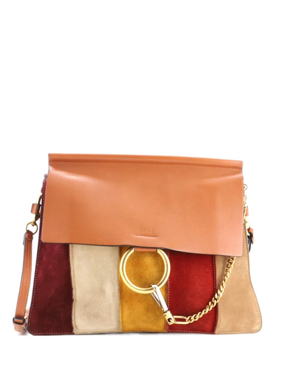 Chloe Faye Stitched Suede and Leather Medium shoulder bag
