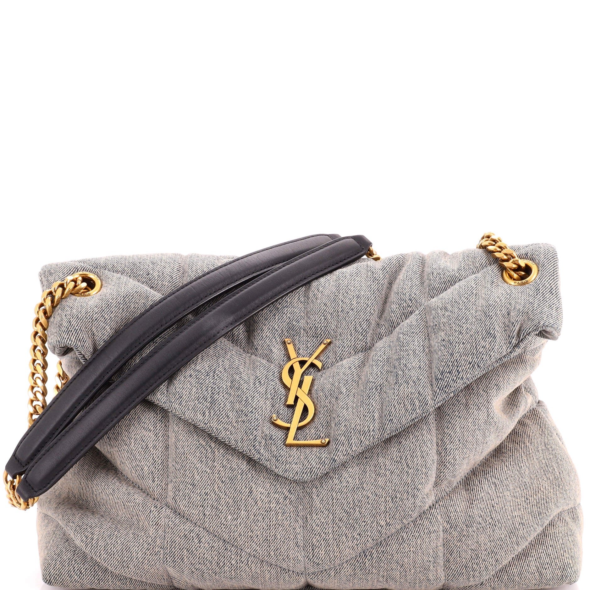 Loulou Puffer Shoulder Bag Quilted Vintage Denim Medium