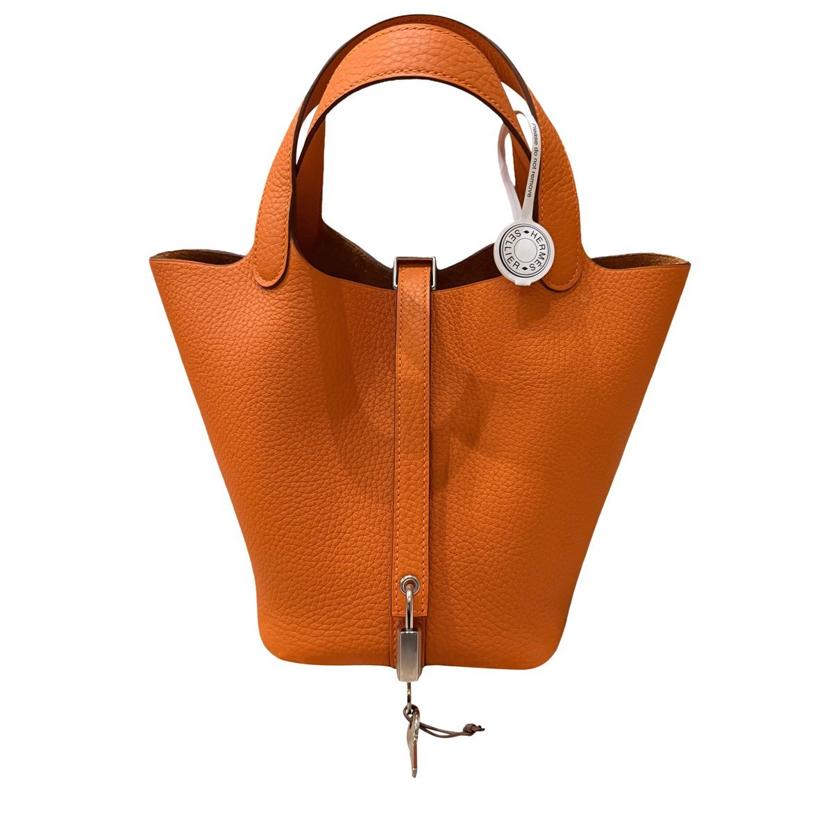 Hermes Picotin 18 Handbag Orange Clemence Leather 2025