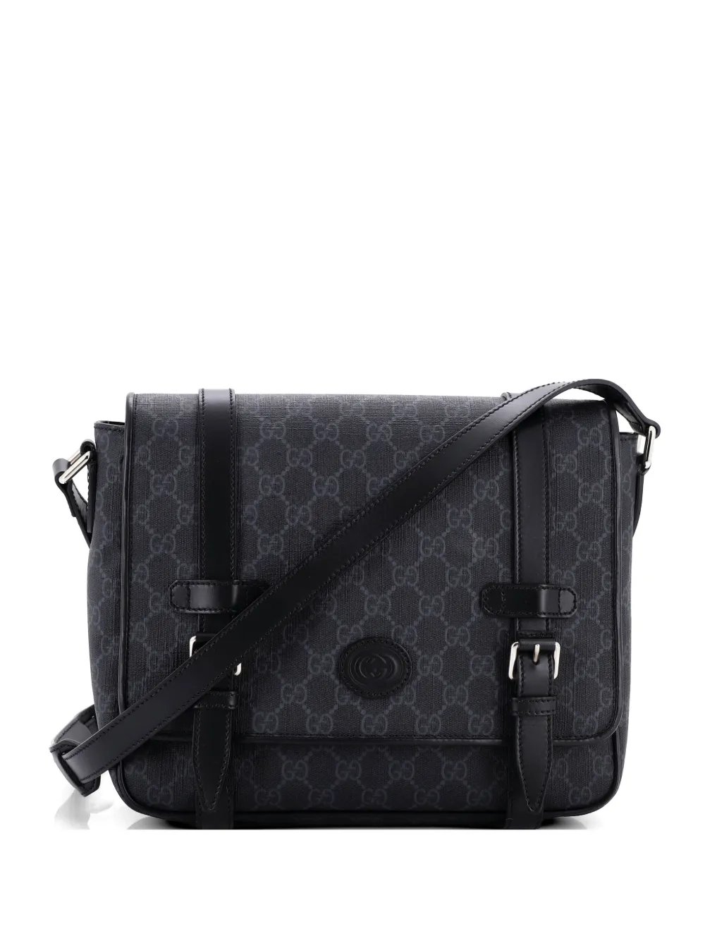 Interlocking G Patch Messenger Bag GG Coated Canvas with Leather Medium crossbody bag