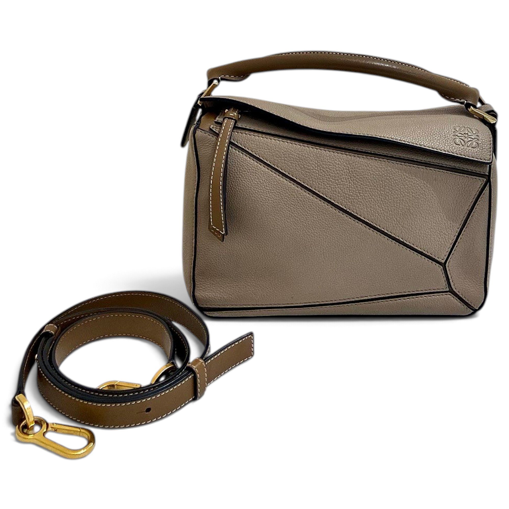 Puzzle leather handbag