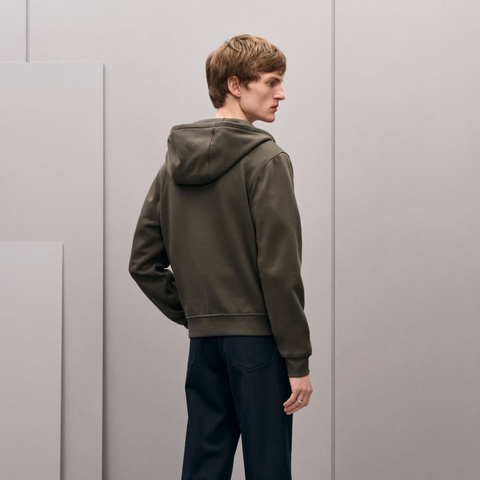 Taupe "Eperon d'Or En Perspective" Zipped Hooded Sweater