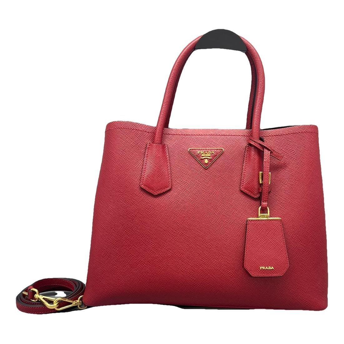 Double leather handbag
