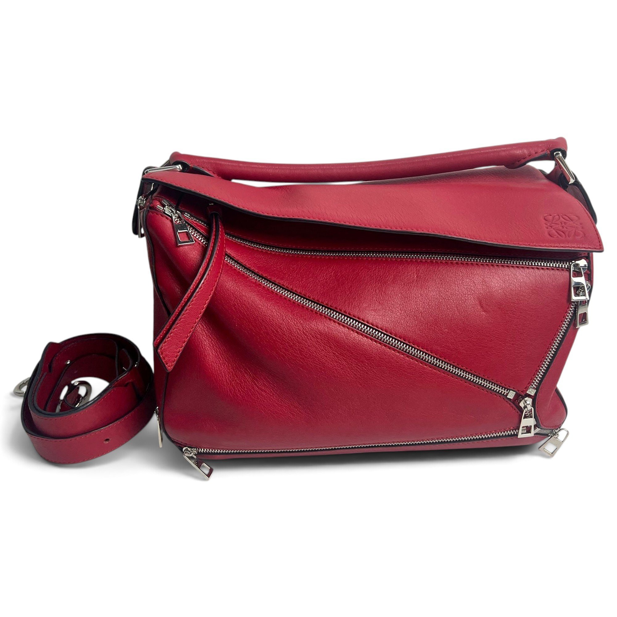 Puzzle leather handbag