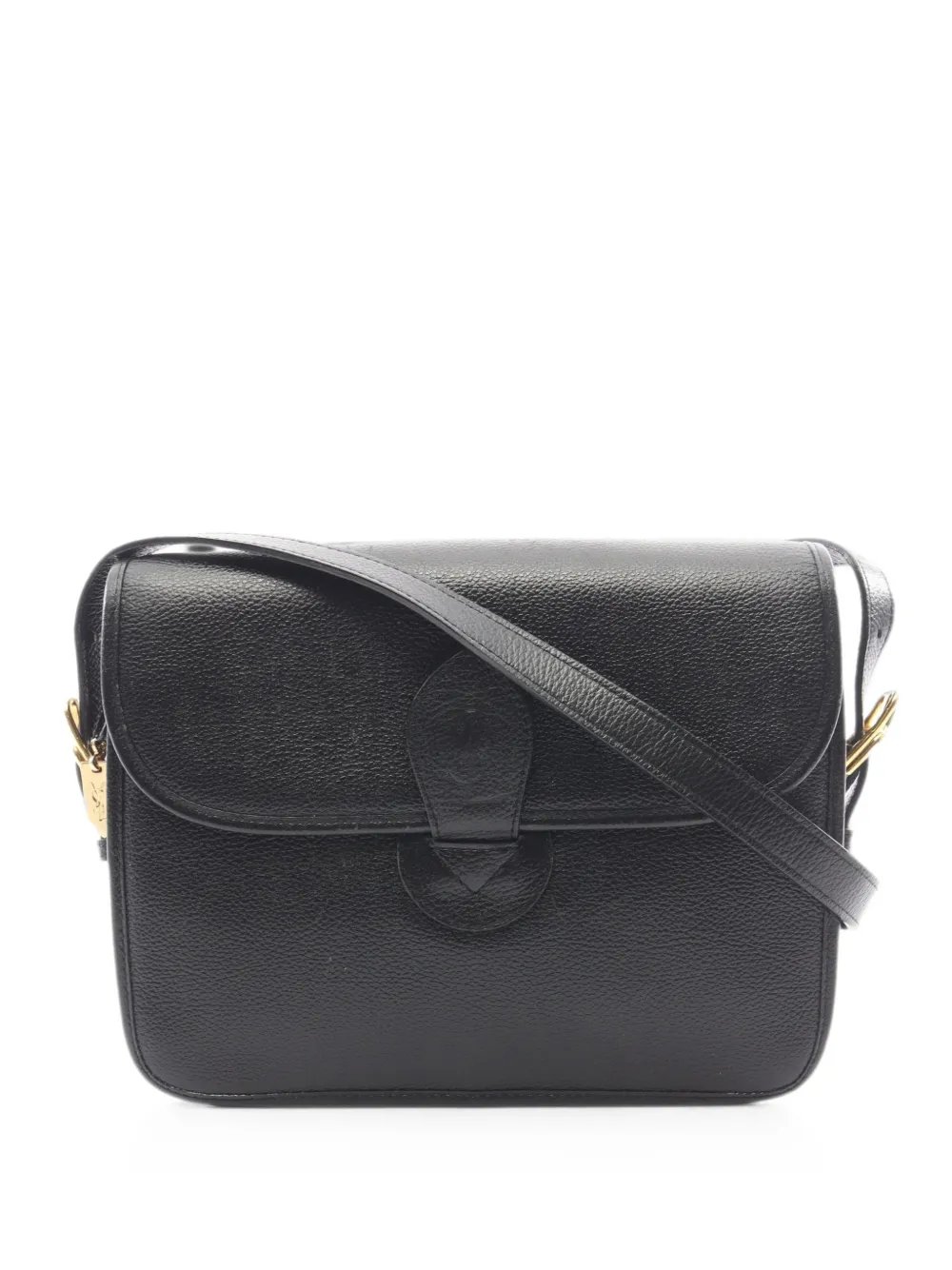 2000s debossed-logo leather shoulder bag