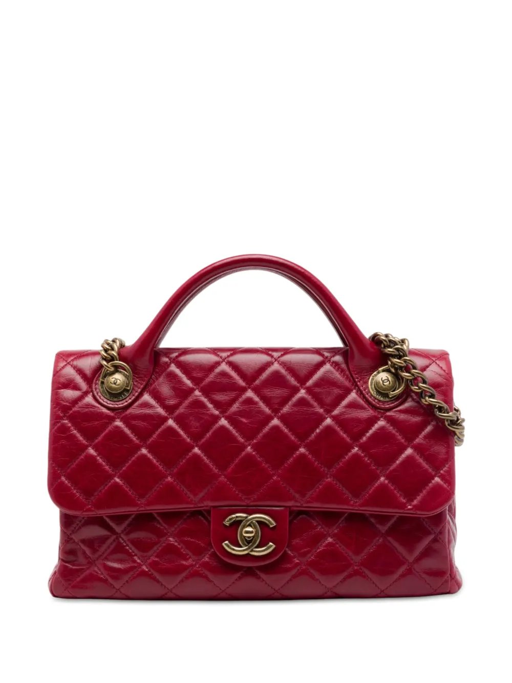 2014 Medium Glazed Calfskin Castle Rock Top Handle Flap satchel