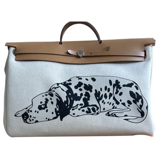 Hermes Herbag Handbag Beige Buffalo Dalmatian Leather