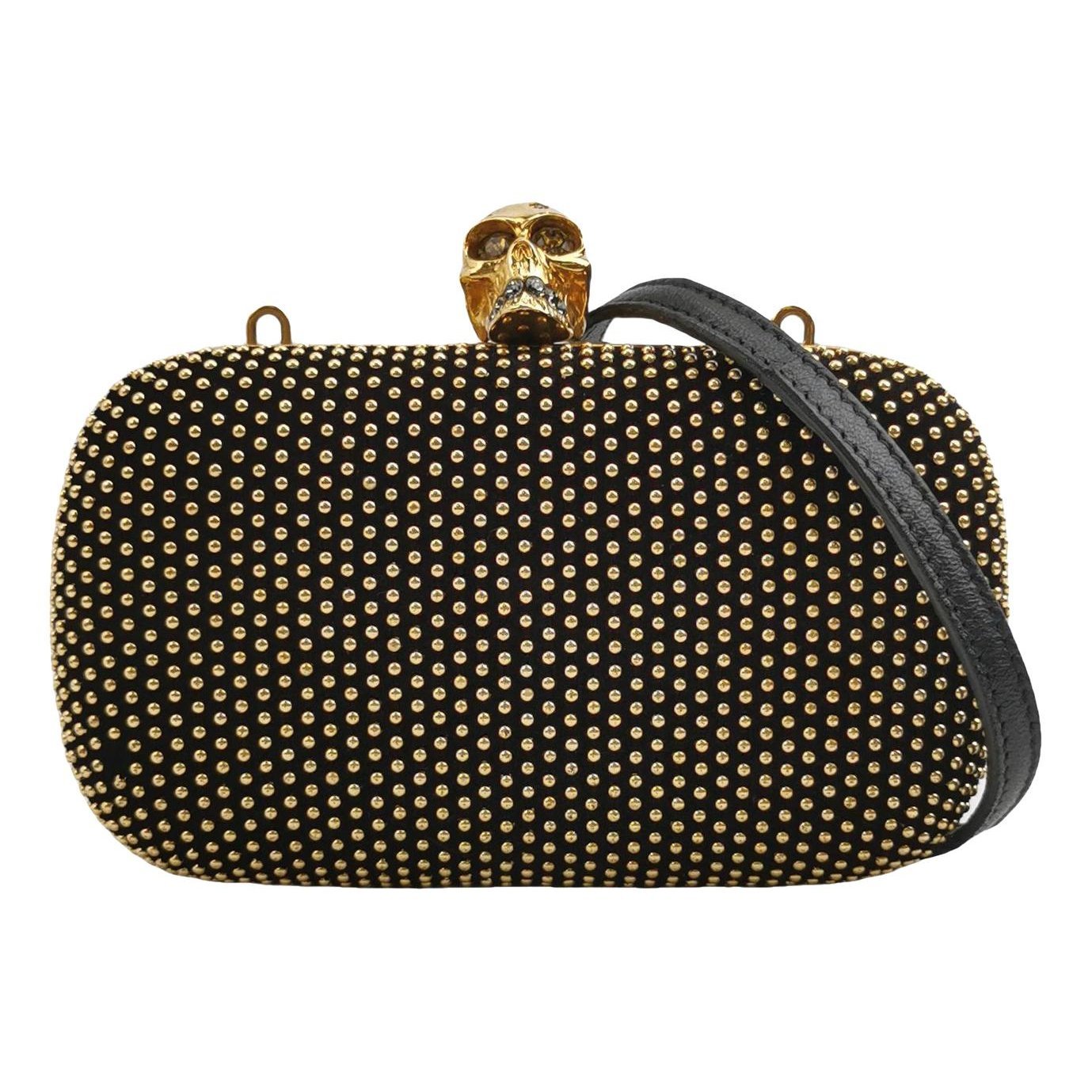 Skull leather clutch bag