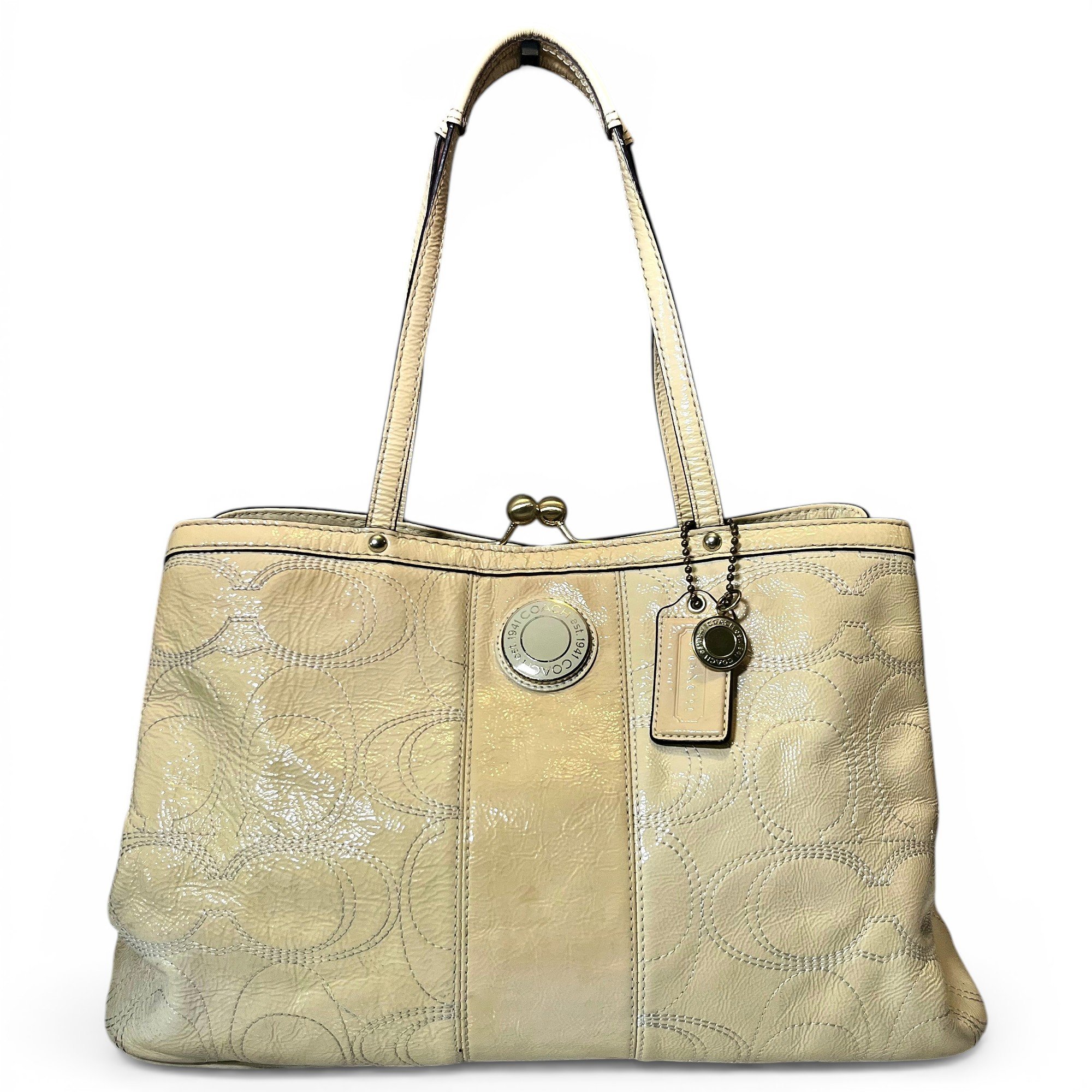 Patent leather satchel