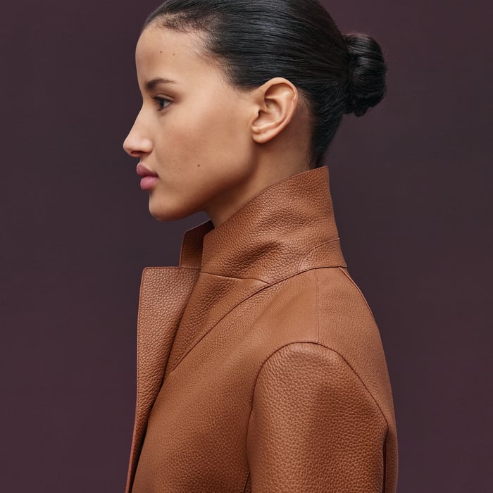 Marron Fauve Manteau Équestre En Cuir