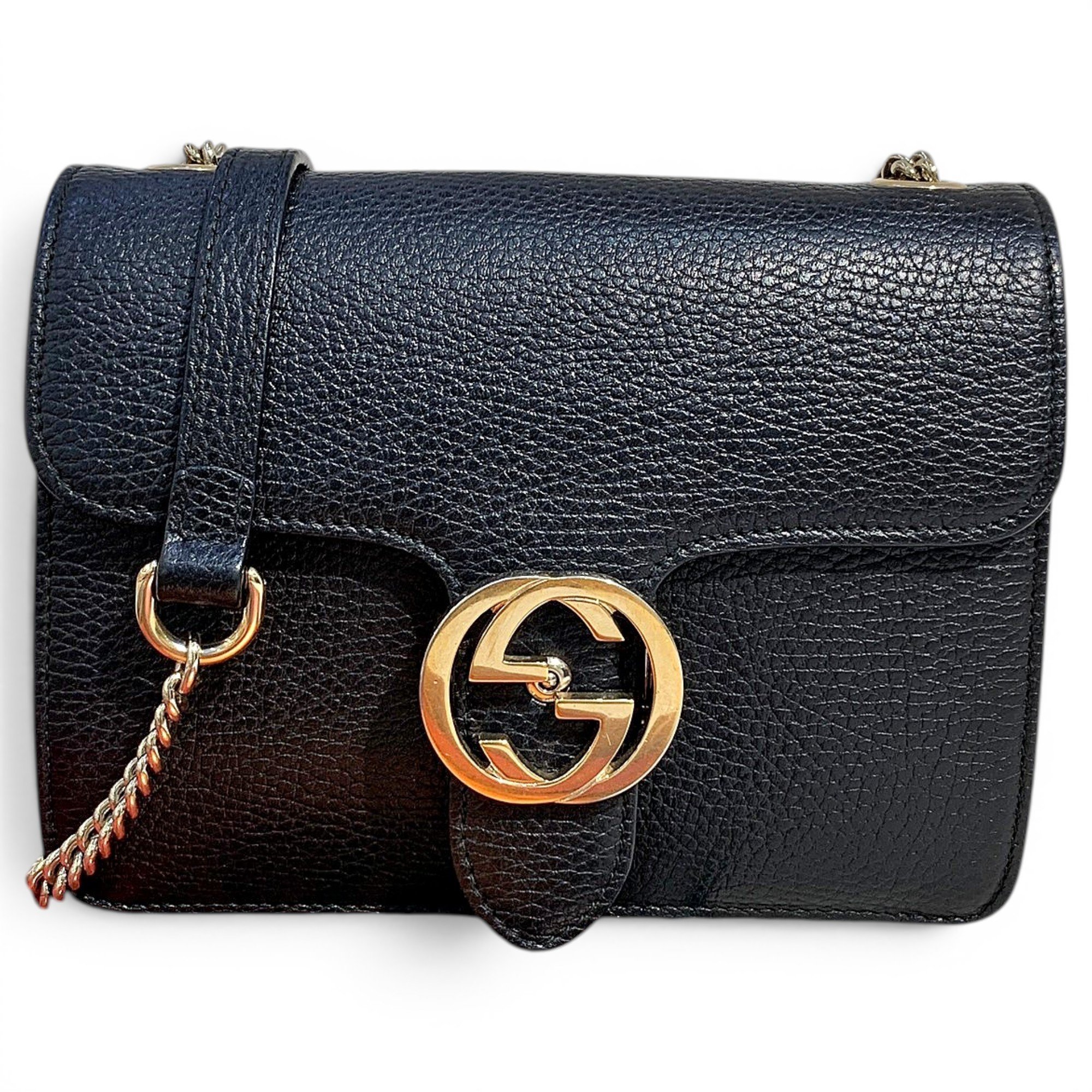 Interlocking leather handbag