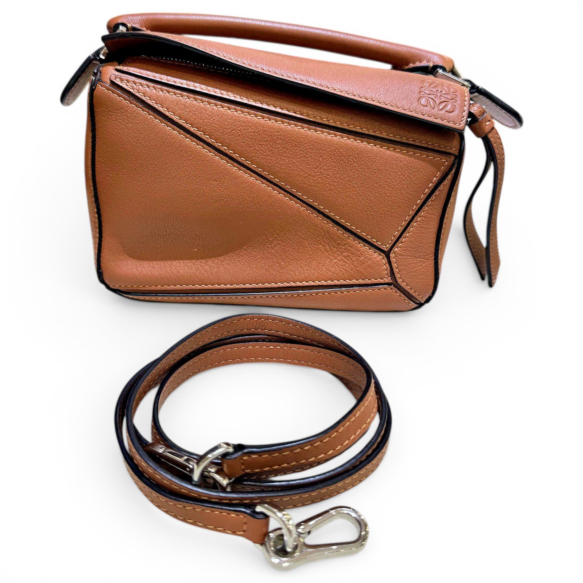 Puzzle leather handbag