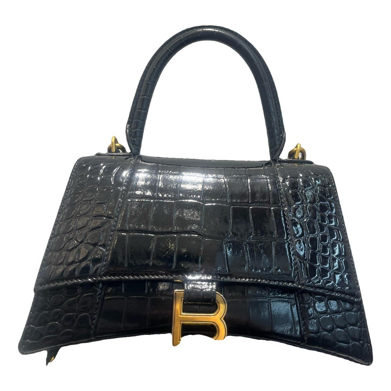 Hourglass leather handbag