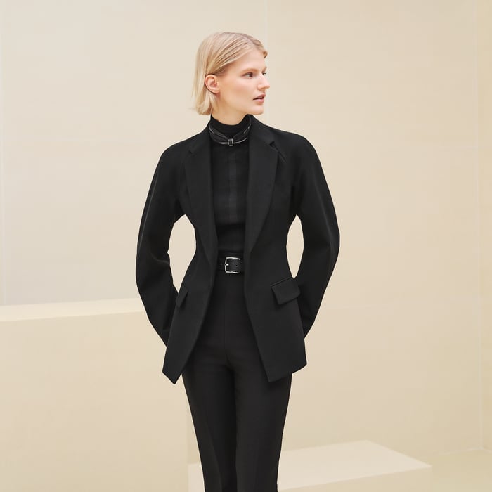 Noir Jacket With Leather Detail