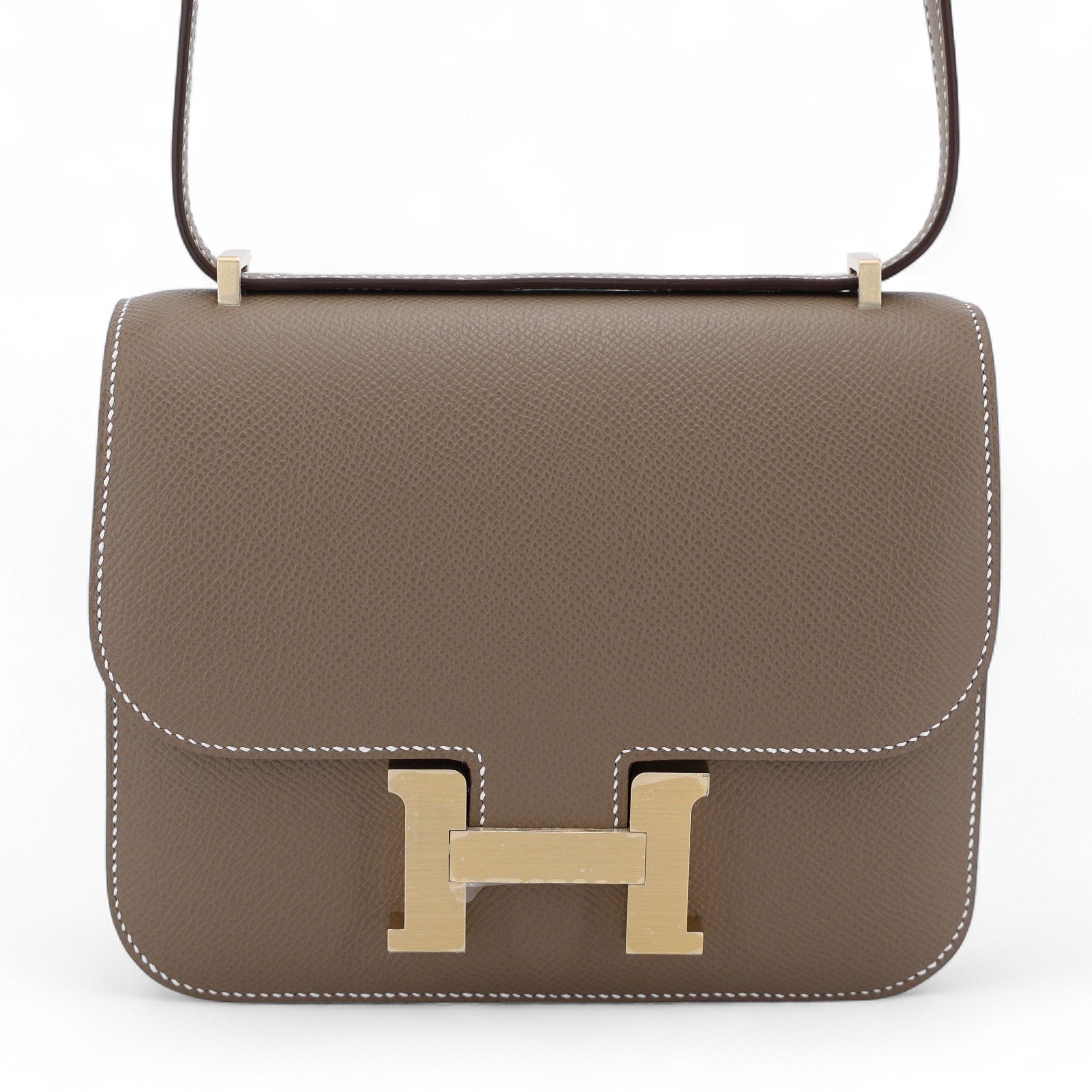 Hermes Brand New ( Rank N ) HERMÈS Constance Mini Etoupe (18) Epsom Permabrass hardware K (2025)