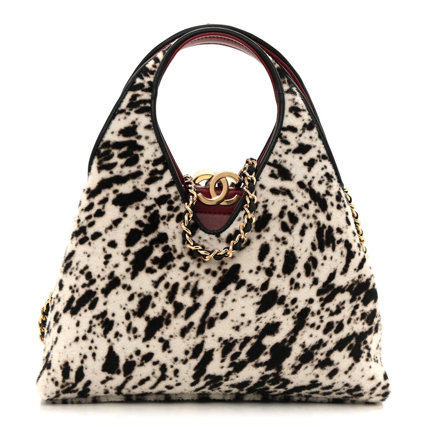 Pony Hair Printed Chic Lady Small Shopping Tote White Black