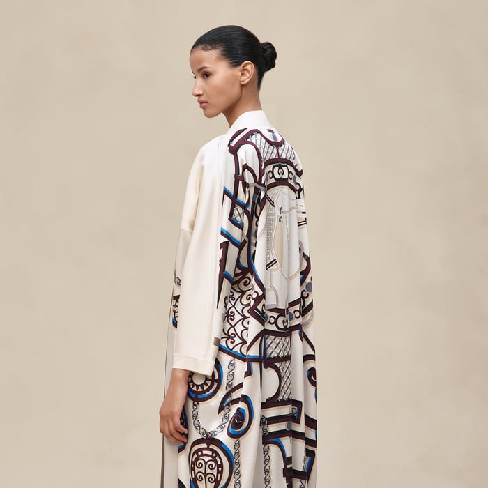 Blanc Céramique "l'Enseigne Du Sellier" Long Cardigan