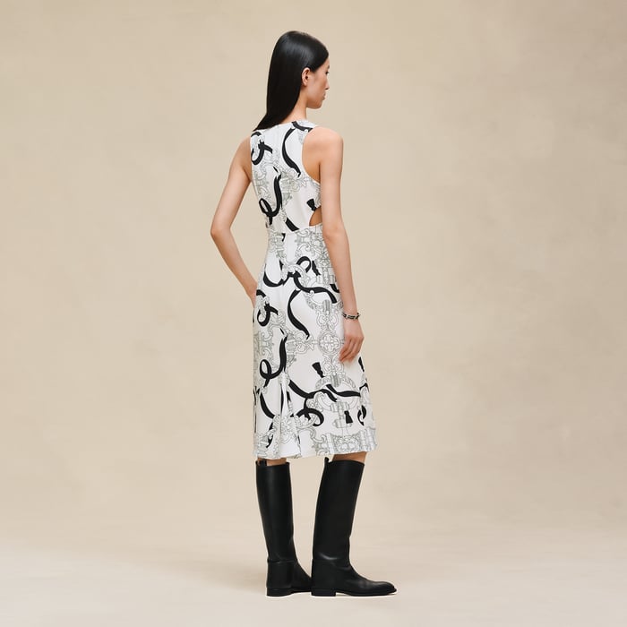 Blanc Nacre "Ferronnerie Remix" Ruffled Sleeveless Dress