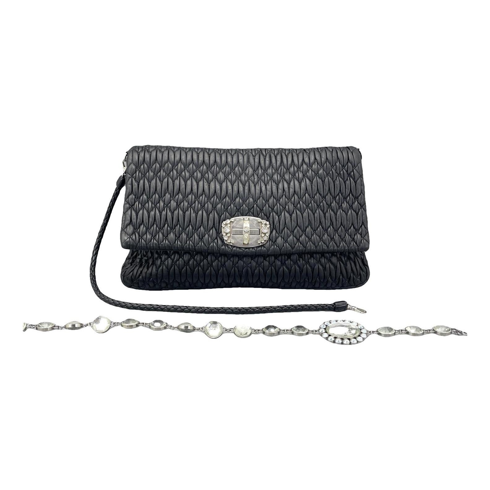 Miu Crystal leather handbag