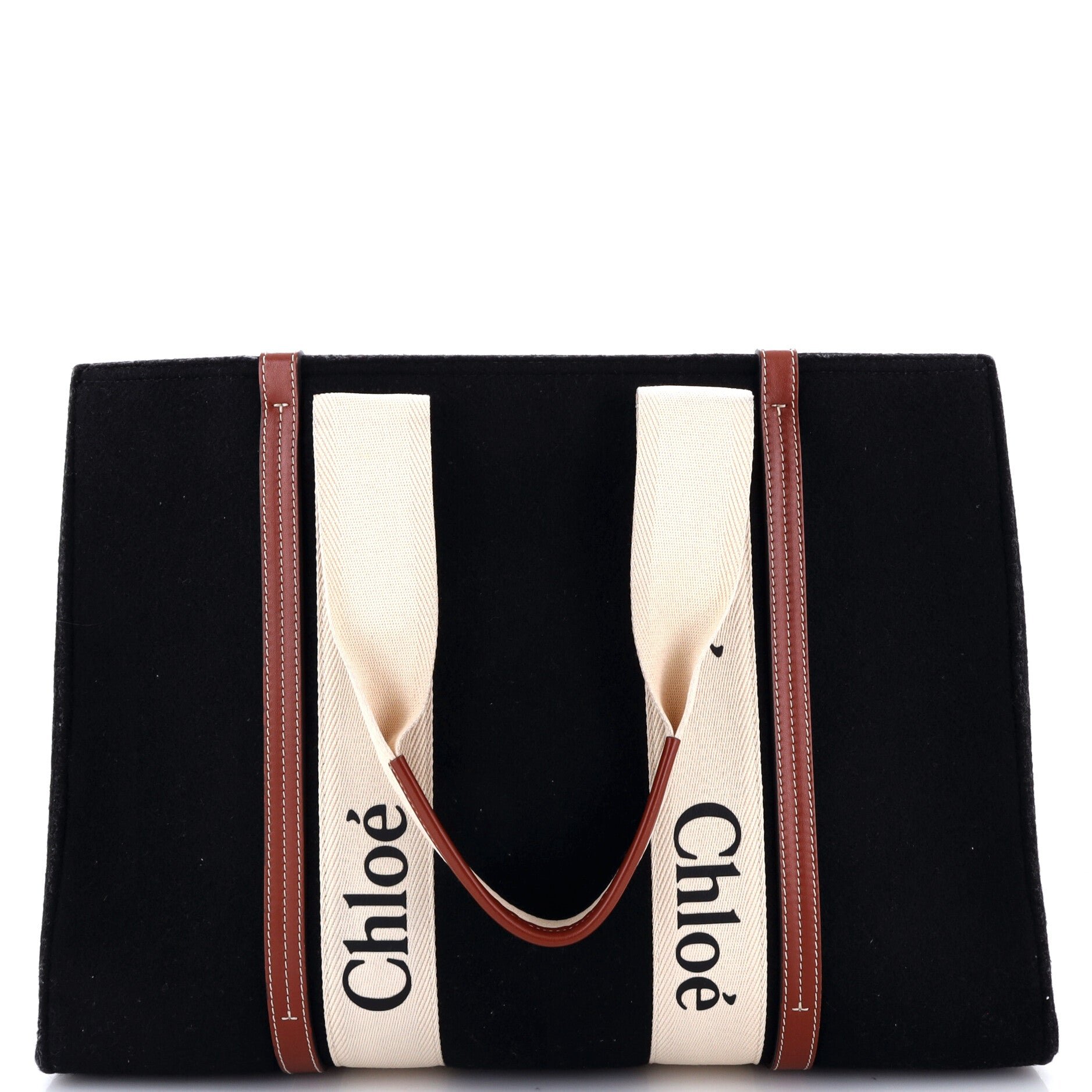 Woody Tote Recycled Felt with Leather and Canvas Large