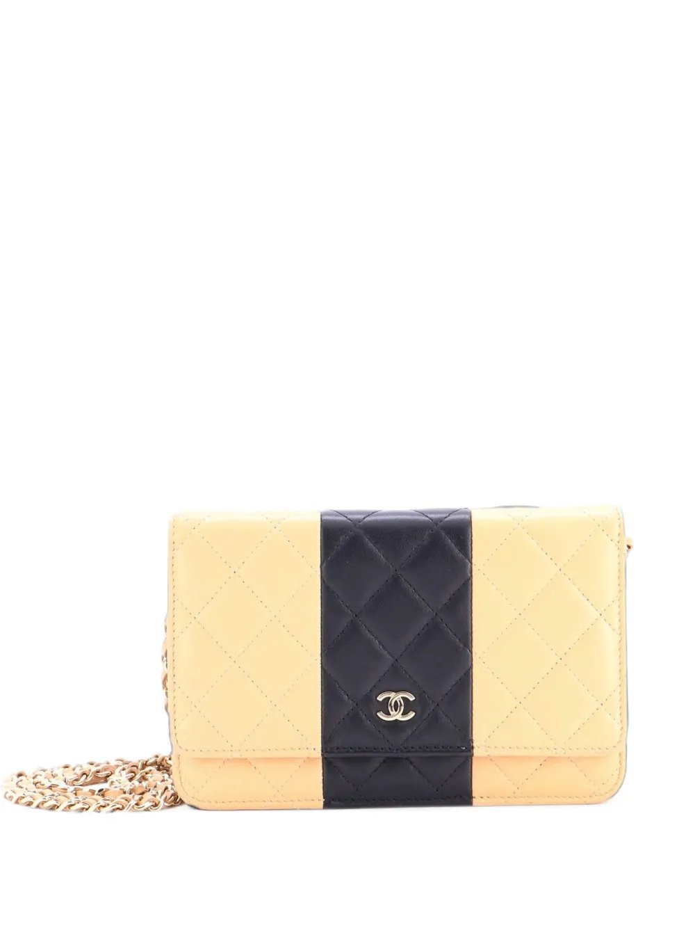 Bicolor Two Tone Wallet on Chain Quilted Lambskin crossbody bag