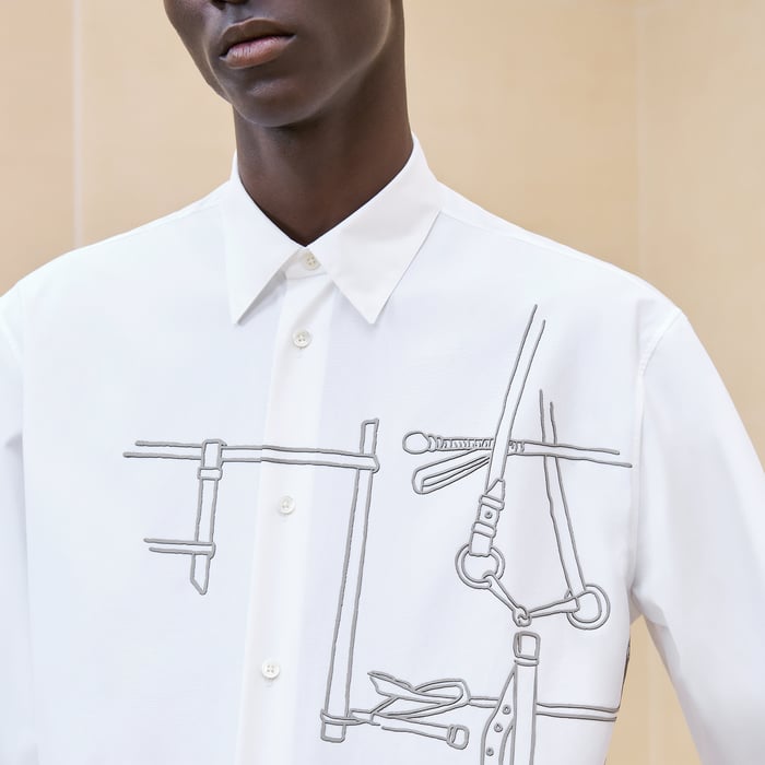 Blanc "Harnais En Gouache 3d" Sporty Fit Shirt