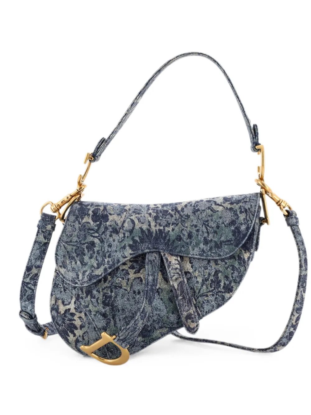 Dior Saddle Handbag Printed Denim Medium shoulder bag