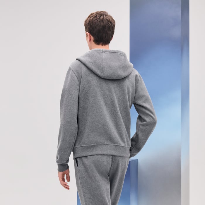 Gris "Empreintes Sellier Cuir" Zipped Hooded Sweater