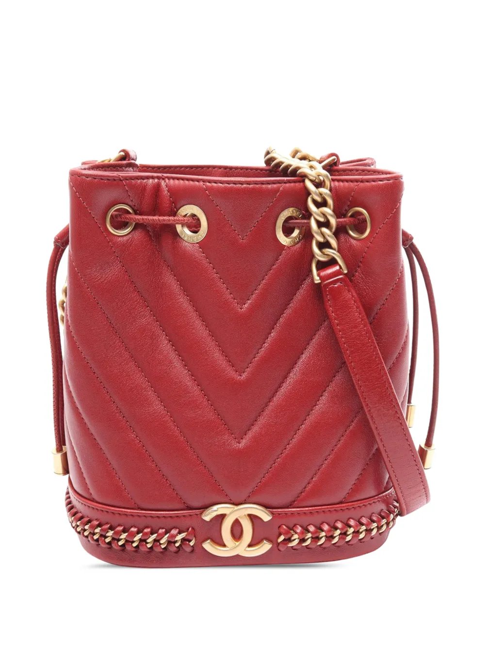 2017-2018 Paris Cosmopolite Small Chevron Lambskin bucket bag