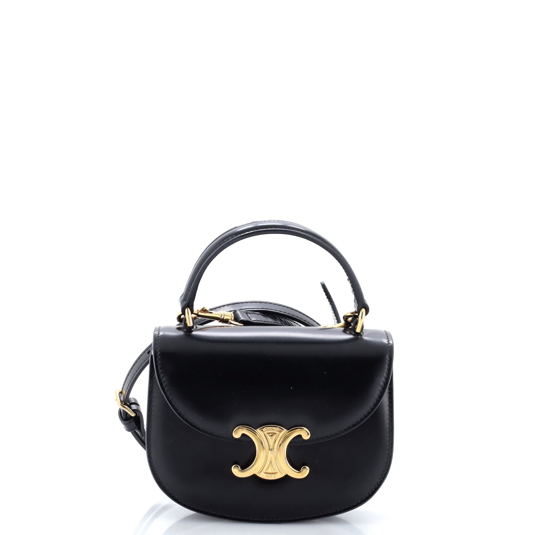 Triomphe Besace Clea Top Handle Flap Bag Leather Mini