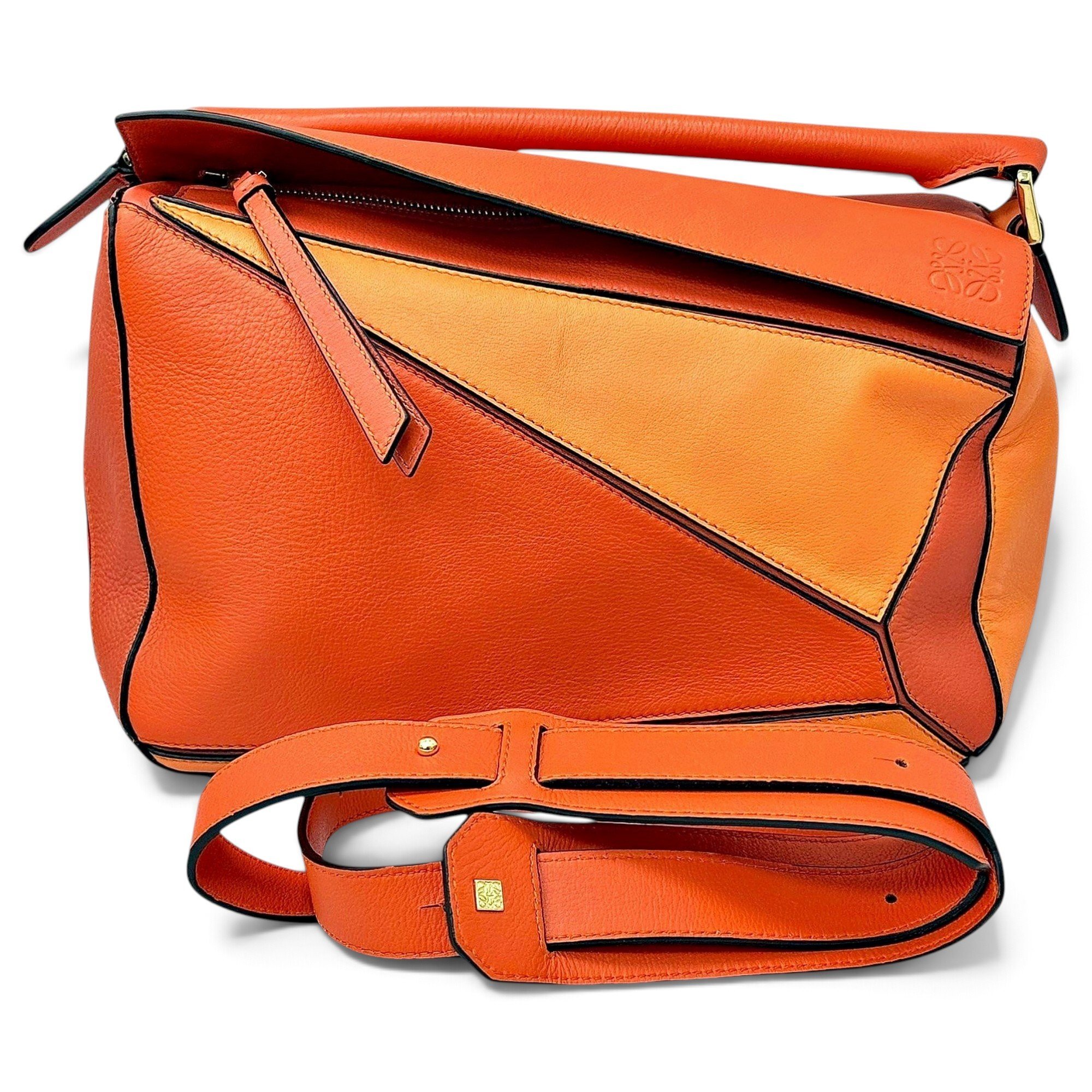Puzzle leather handbag