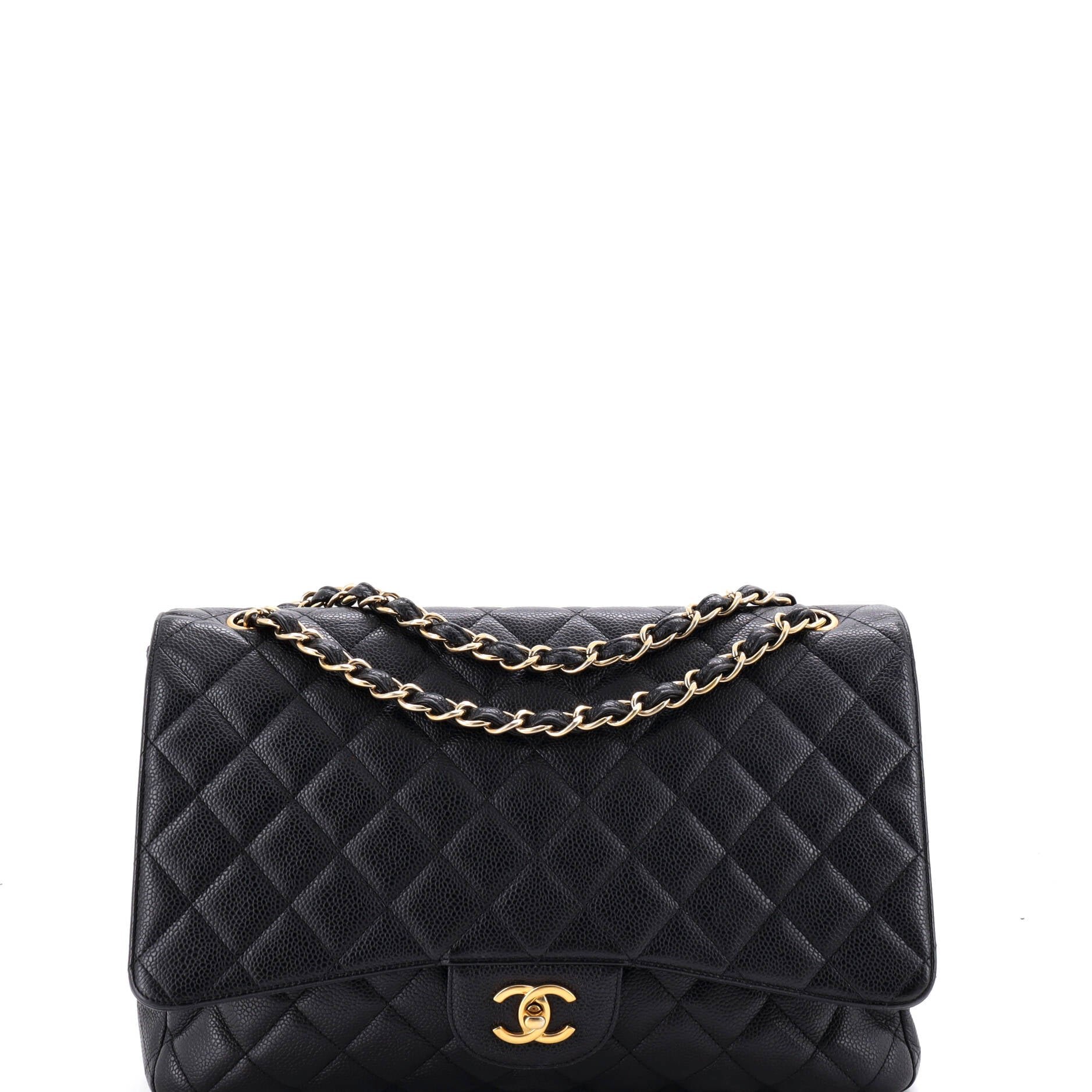 Classic Single Flap Bag Quilted Caviar Maxi