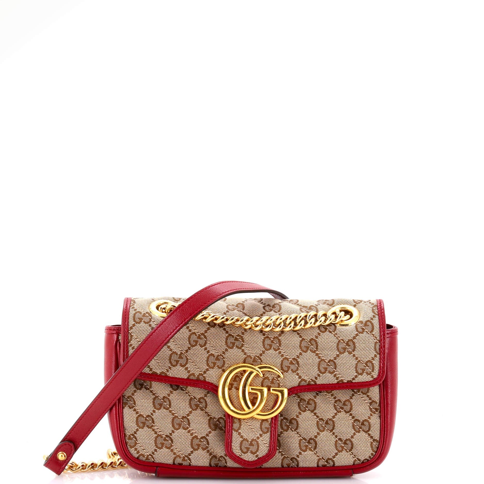 GG Marmont Flap Bag Diagonal Quilted GG Canvas with Leather Mini