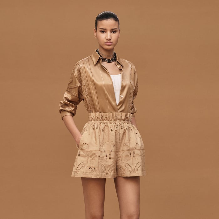 Beige Zénith Shorts With Embroidered Pouch