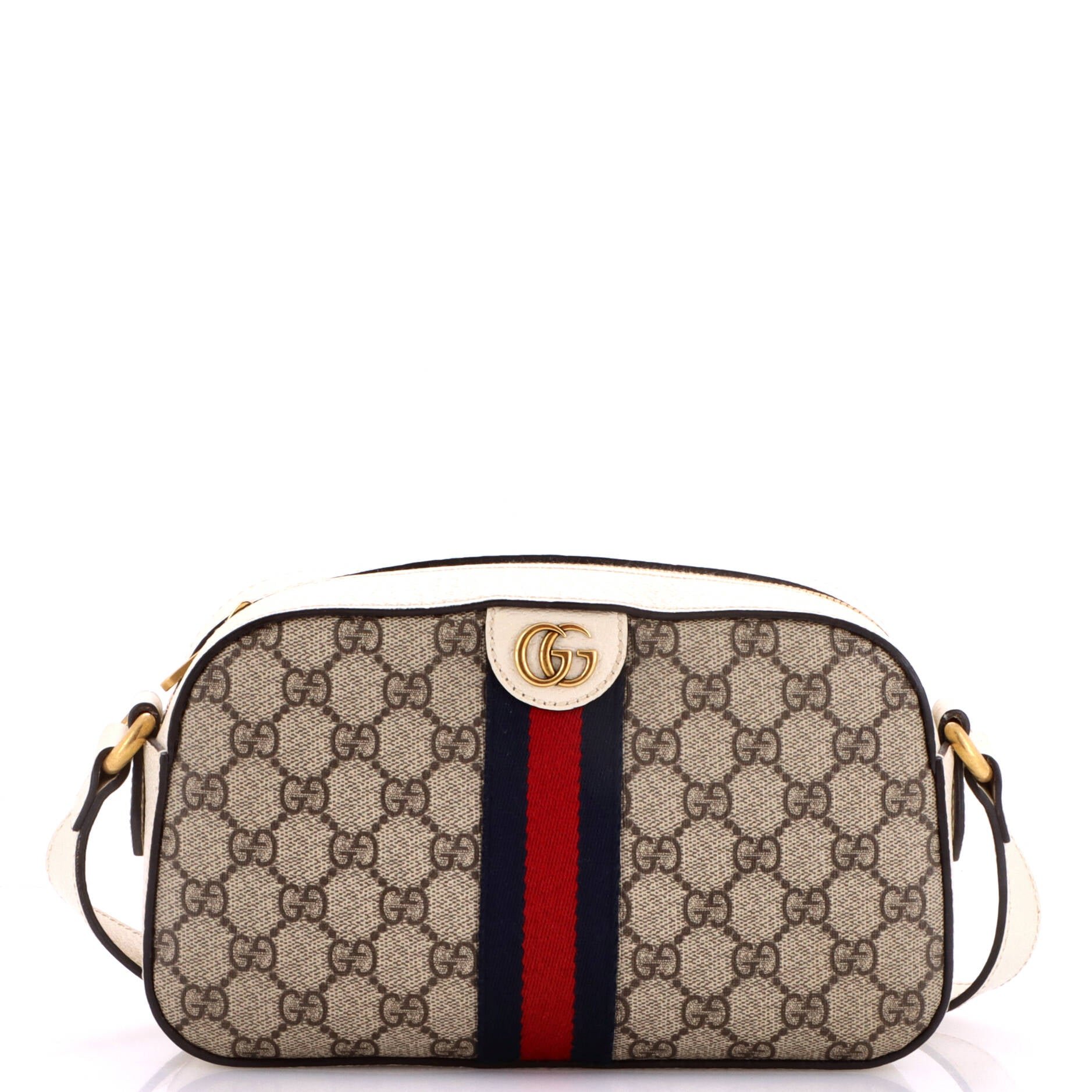 Ophidia Camera Shoulder Bag GG Coated Canvas with Leather Small