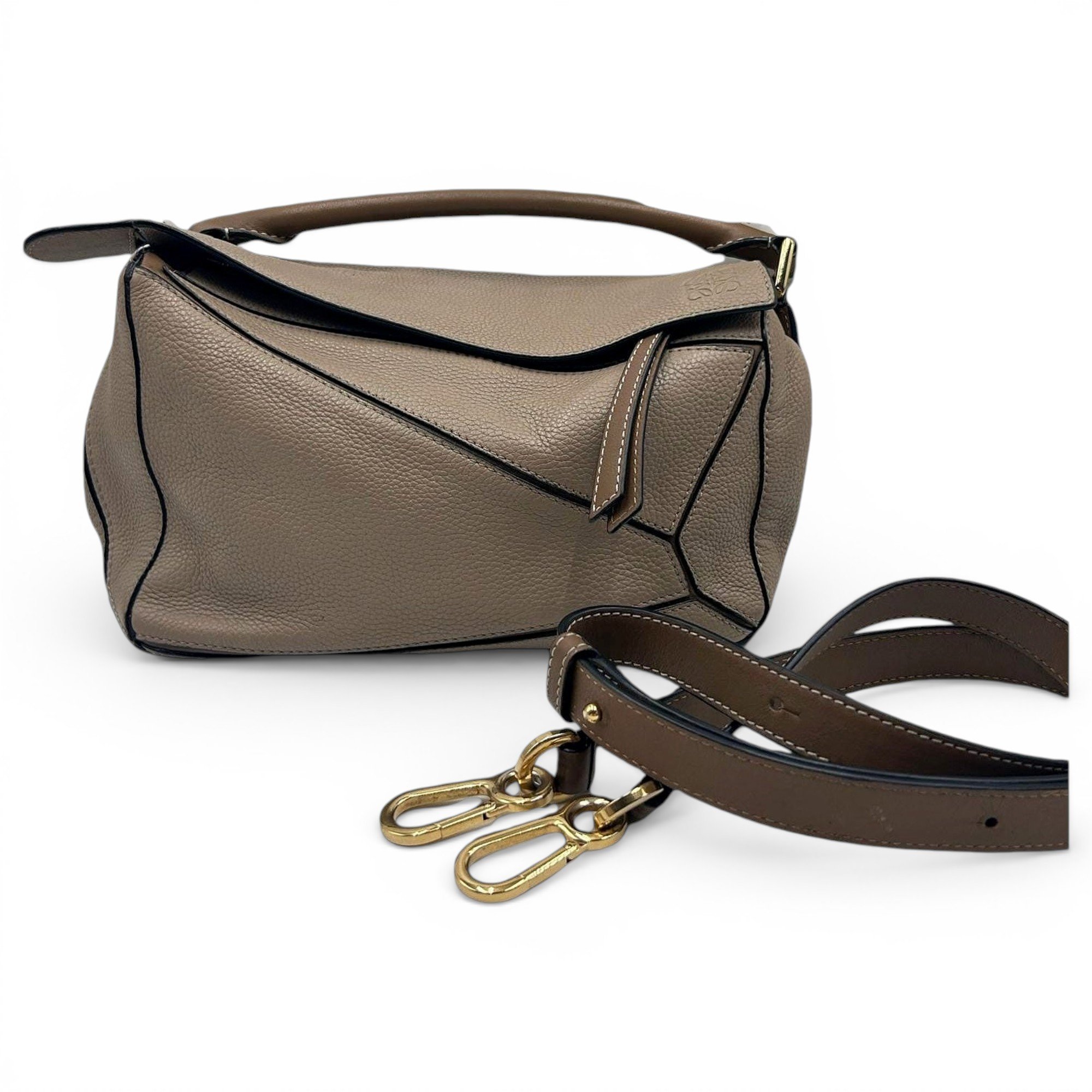 Puzzle leather handbag