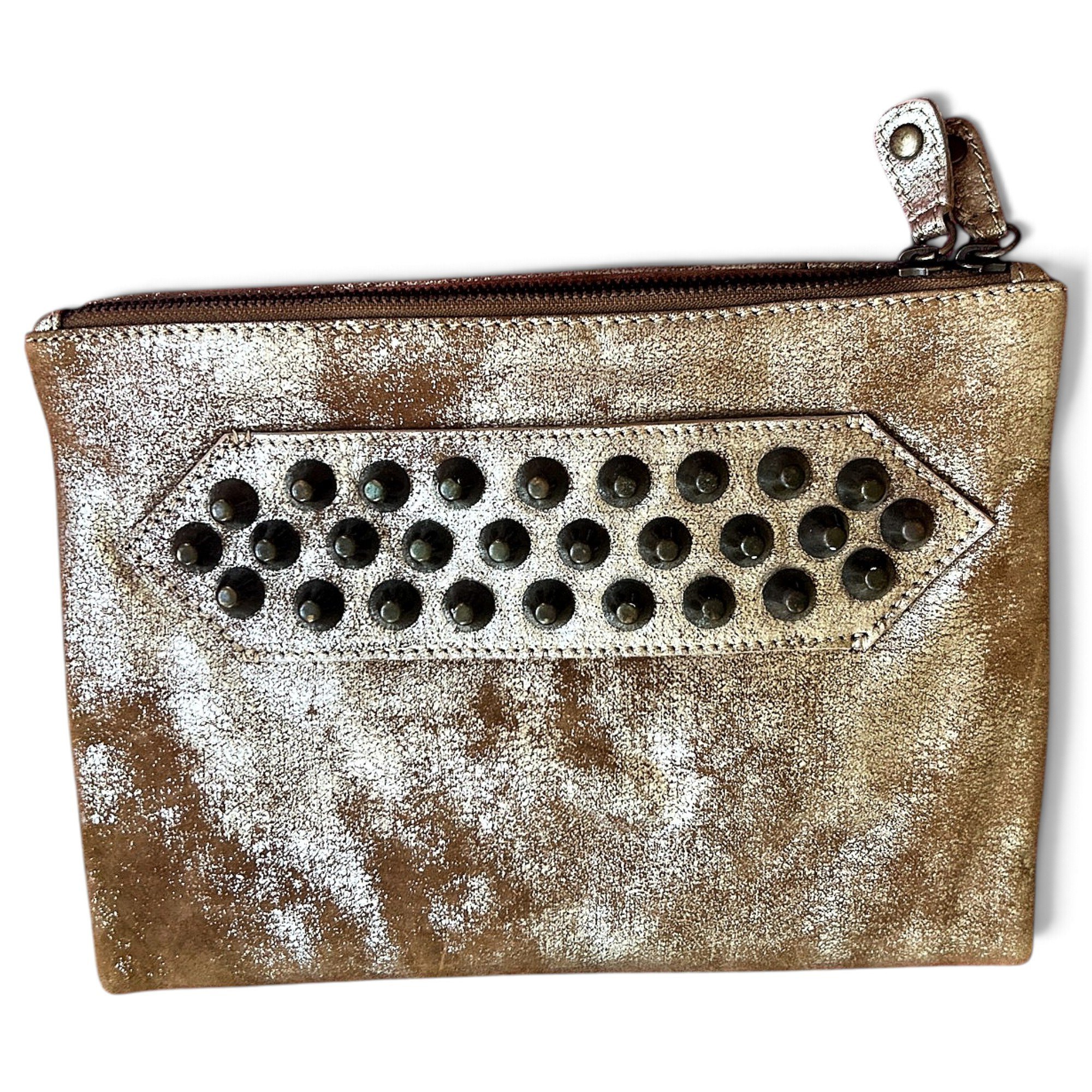 Rock leather clutch bag