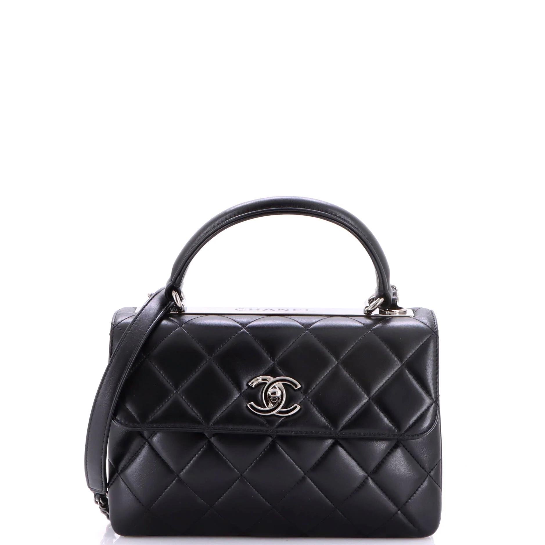 Trendy CC Top Handle leather handbag
