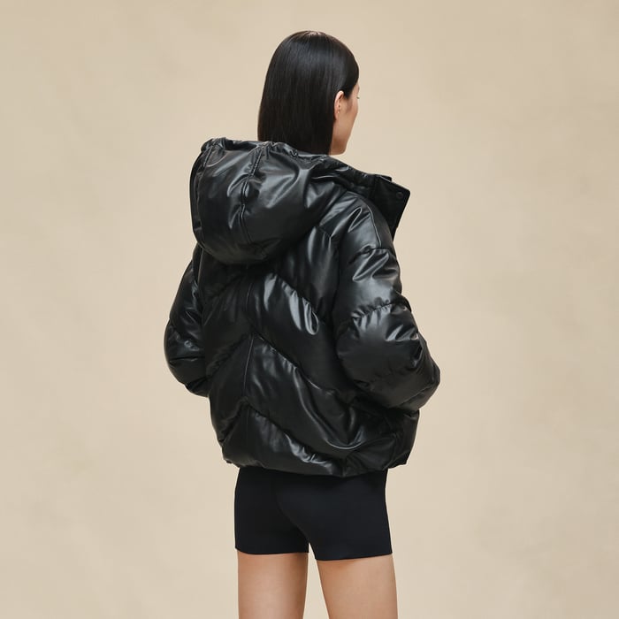 Noir Smooth Calfskin Puffer Coat