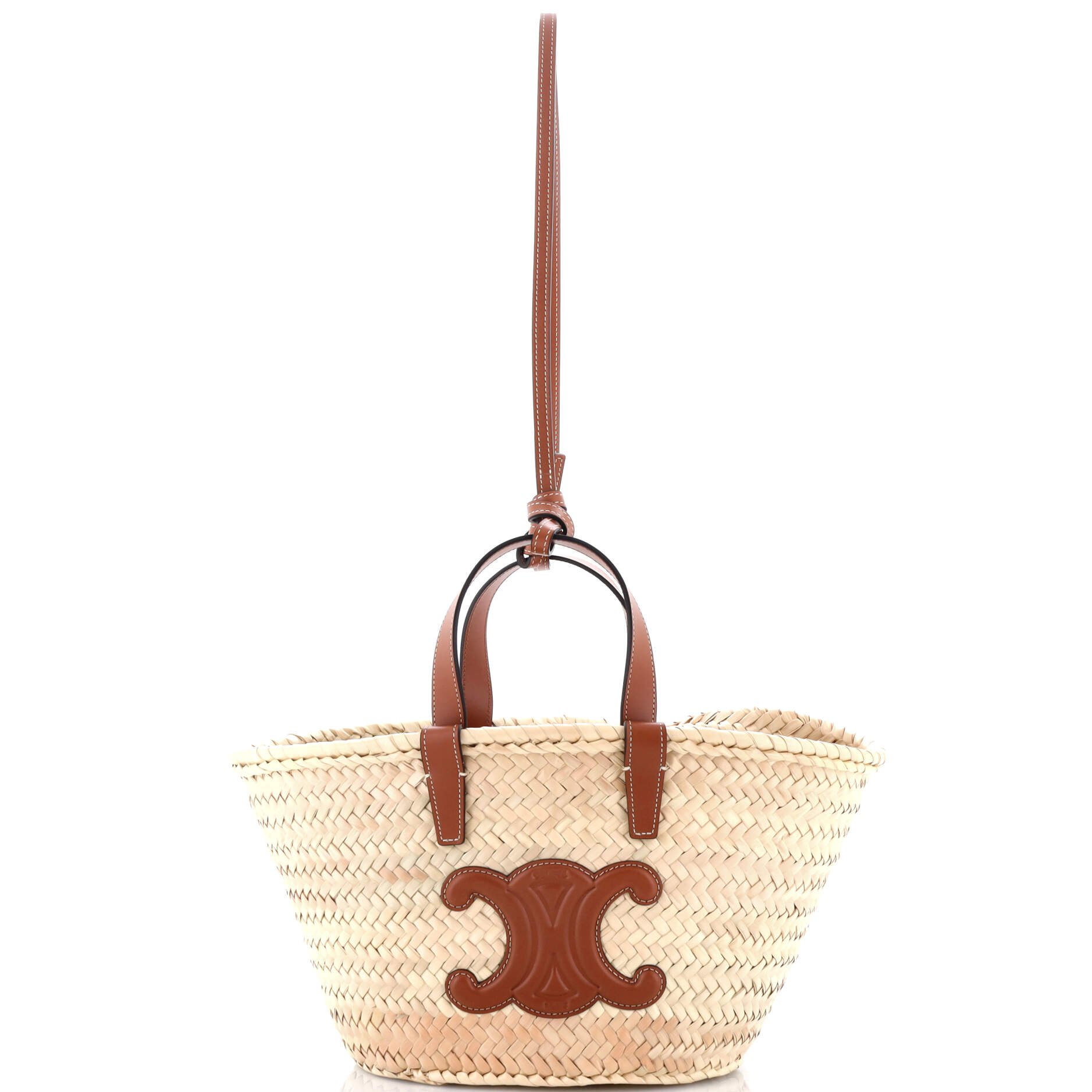 Classic Panier Basket Tote Raffia and Leather Teen