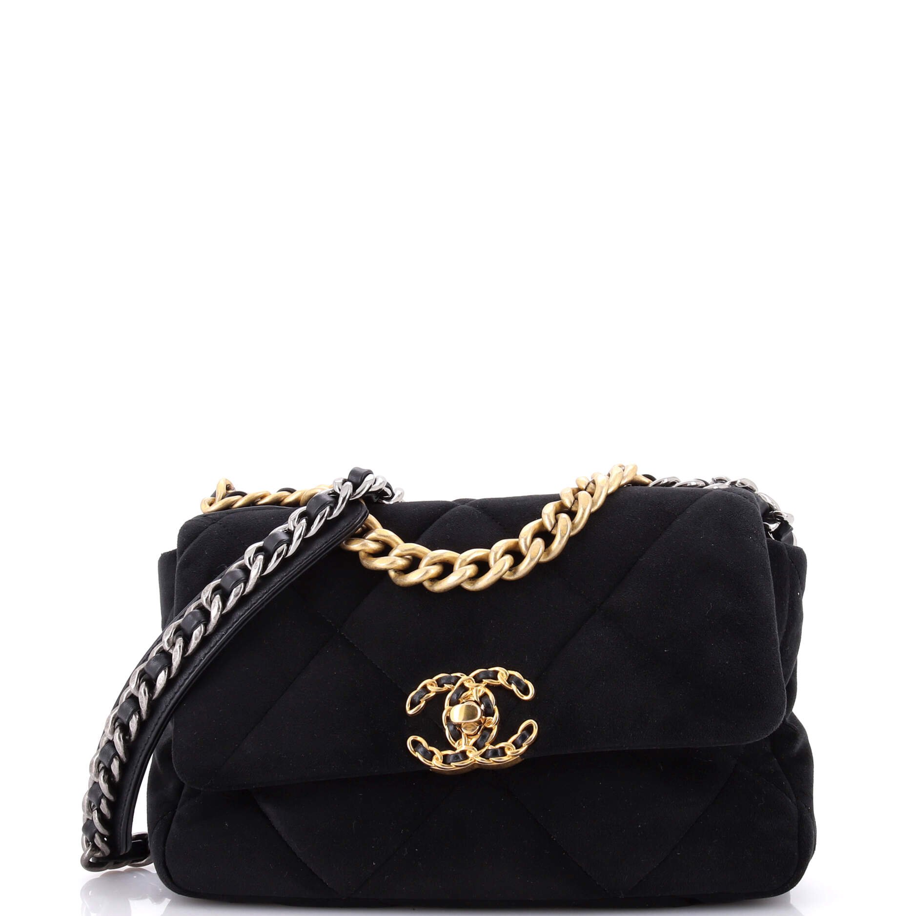 19 Flap Bag Quilted Velvet Medium